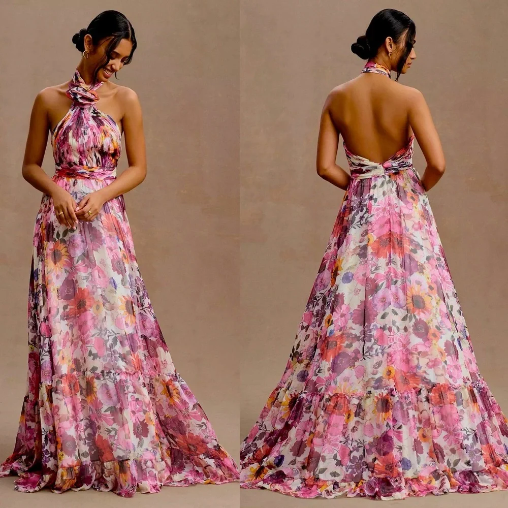 NEW Mac duggal white pink red Floral gown size 10 - Picture 2 of 13